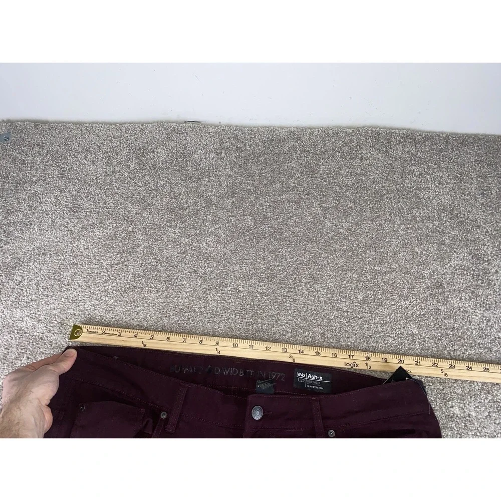 Buffalo David Bitton Jeans Ash‎ X Slim Stretch Cotton 42x32 Maroon NWT MSRP $109